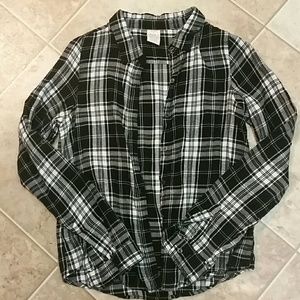 Black and White Plaid Flannel Shirt